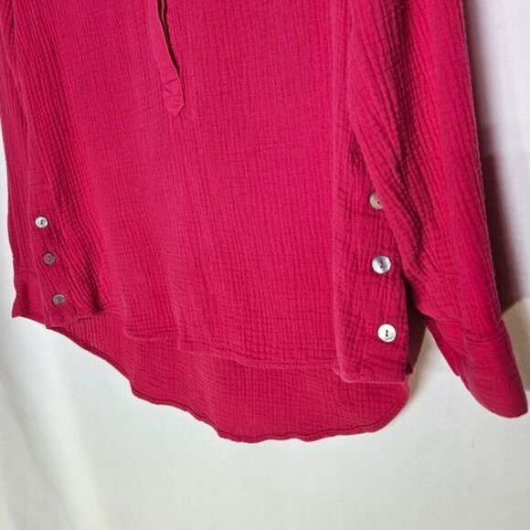 Soft Surroundings Womens Pink‎ Long Sleeve Buttoned Tunic Top S 100% Cotton - Picture 5 of 15